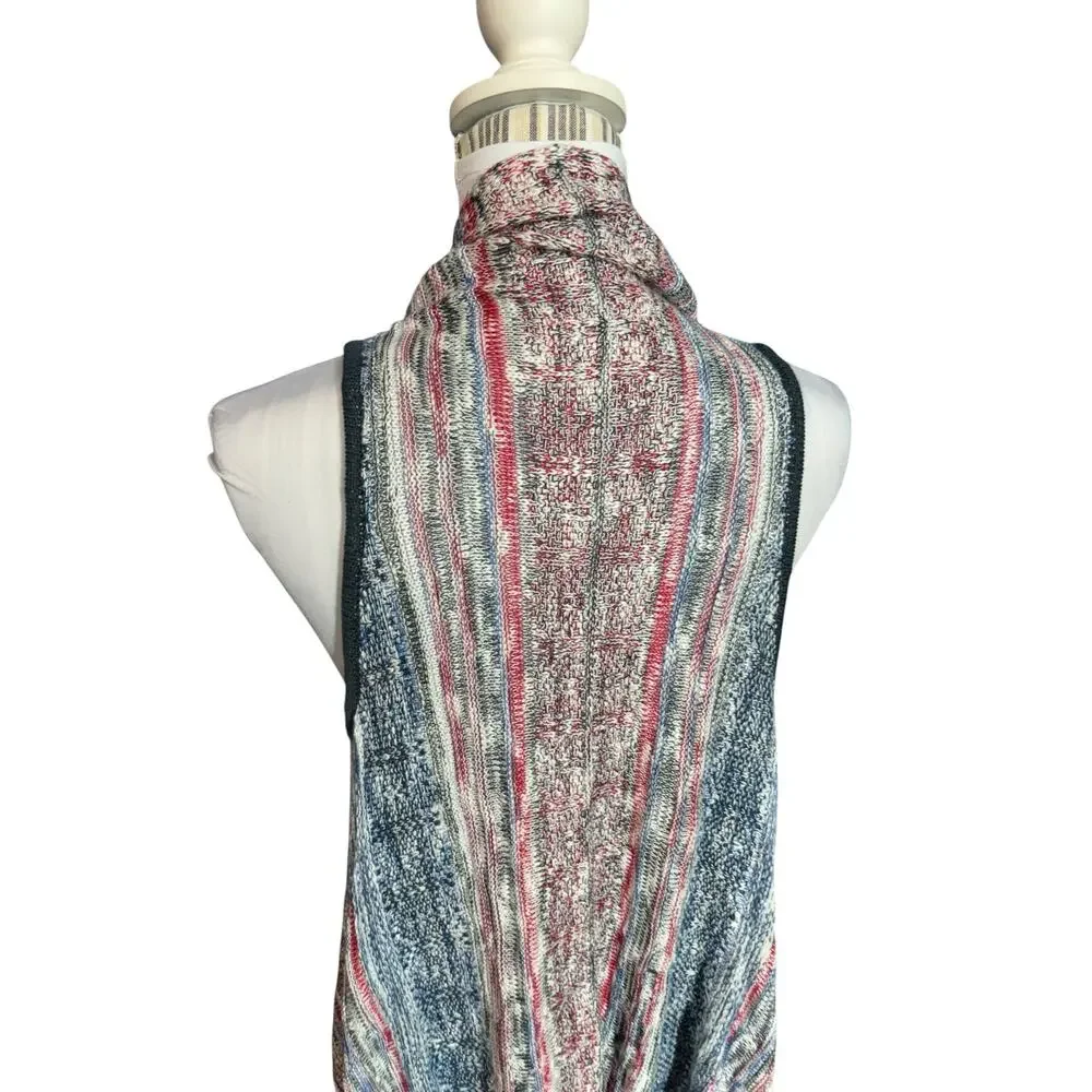 Style & Co Blue and Red Sweater Vest Cardigan Size M